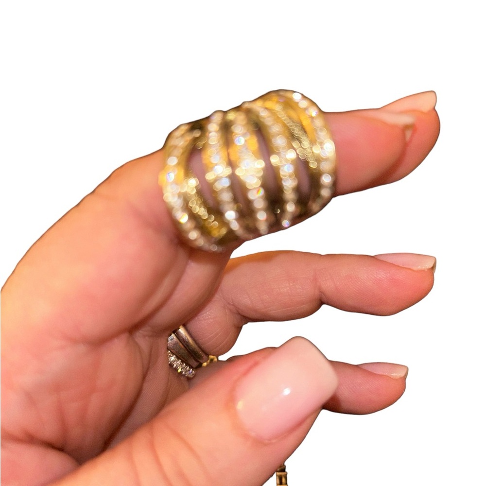 Stackable Gold Tone, Cz Ring Seven Layers And One… - image 2